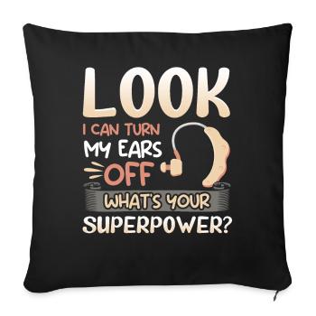 Deaf Pride ASL - Sofa pillowcase 17,3'' x 17,3'' (45 x 45 cm) - black - Front