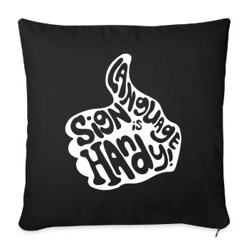 Deaf Pride Sign Language - Sofa pillowcase 17,3'' x 17,3'' (45 x 45 cm) - black - Front