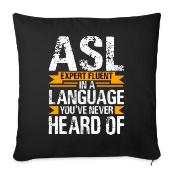 Deaf Pride ASL Gebärdensprache - Sofakissenbezug 45 x 45 cm - Schwarz - Vorne