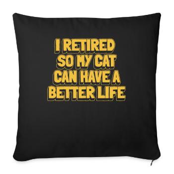 Pensioner Pension Cat - Sofa pillowcase 17,3'' x 17,3'' (45 x 45 cm) - black - Front