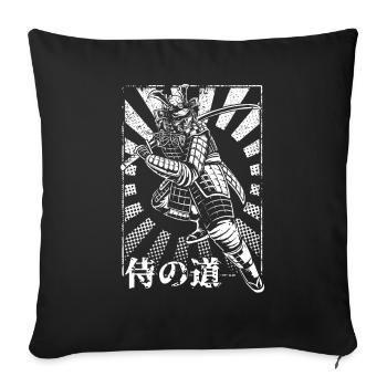 Tampon Samouraï Guerrier d’art japonais - Housse de coussin décorative 45 x 45 cm - noir - Devant