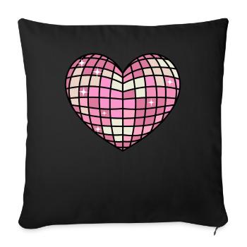 Dänische Pastell-Ästhetik Herz Disco Ball - Sofakissenbezug 45 x 45 cm - Schwarz - Vorne