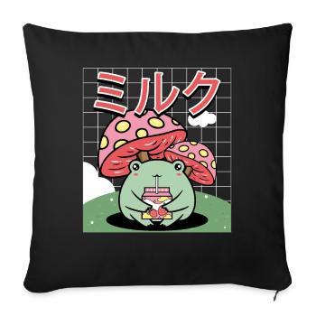 Cottagecore Aesthetic Japanese Kawaii Frog - Sofa pillowcase 17,3'' x 17,3'' (45 x 45 cm) - black - Front