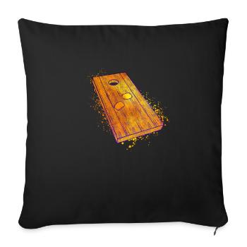 Planche de cornhole colorée - Housse de coussin décorative 45 x 45 cm - noir - Devant