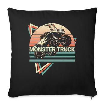 Monster Truck Retro - Sofa pillowcase 17,3'' x 17,3'' (45 x 45 cm) - black - Front