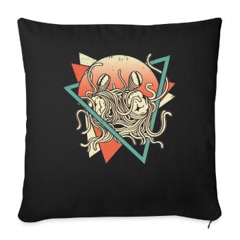 Flying Spaghetti Monster FSM Pastafarian Retro - Sofa pillowcase 17,3'' x 17,3'' (45 x 45 cm) - black - Front