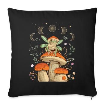 Cottagecore Aesthetic Frog Mushroom Moon Phase - Sofa pillowcase 17,3'' x 17,3'' (45 x 45 cm) - black - Front