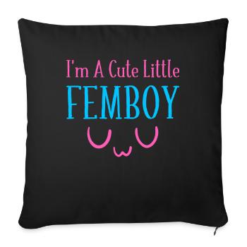 I'm a cute little femboy UwU Crossdressing - Sofa pillowcase 17,3'' x 17,3'' (45 x 45 cm) - black - Front
