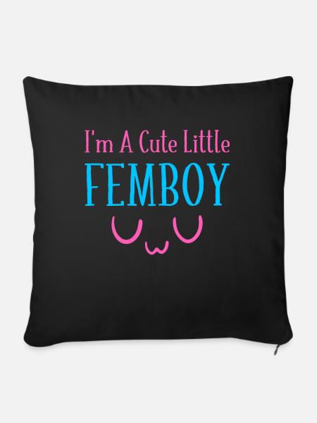 Ich bin ein süßer kleiner Femboy UwU Crossdressing - Sofakissenbezug 45 x 45 cm - Schwarz