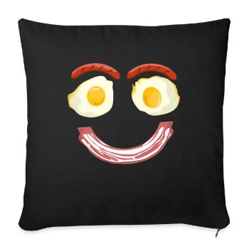Egg Egg Laugh Bacon Breakfast Morning - Sofa pillowcase 17,3'' x 17,3'' (45 x 45 cm) - black - Front
