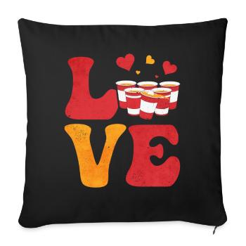 Beer Pong Drinking Game Red Mug - Sofa pillowcase 17,3'' x 17,3'' (45 x 45 cm) - black - Front