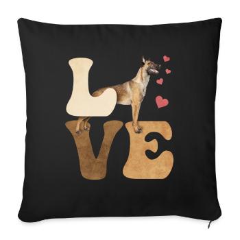 Chien malinois belge - Housse de coussin décorative 45 x 45 cm - noir - Devant