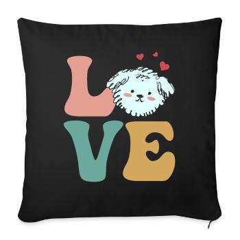 Bichon Frise Dog - Sofa pillowcase 17,3'' x 17,3'' (45 x 45 cm) - black - Front