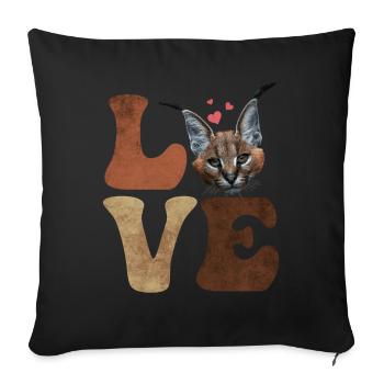 Big Floppa Caracal Cat Meme - Sofa pillowcase 17,3'' x 17,3'' (45 x 45 cm) - black - Front
