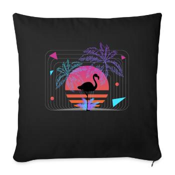 Flamingo Retrowave Synthesizer Retro - Sofa pillowcase 17,3'' x 17,3'' (45 x 45 cm) - black - Front