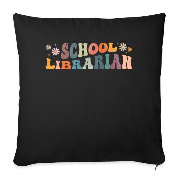 Groovy School Librarian Reading Bookworm - Sofa pillowcase 17,3'' x 17,3'' (45 x 45 cm) - black - Front