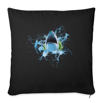 Shark Shark Fish - Sofa pillowcase 17,3'' x 17,3'' (45 x 45 cm) - black - Front