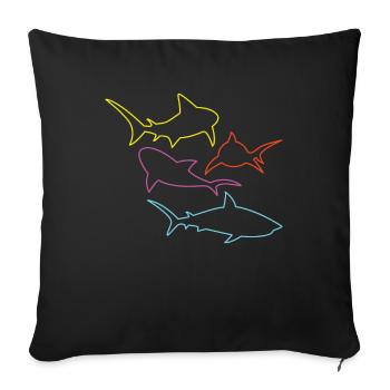 Shark Colorful Shark Fish - Sofa pillowcase 17,3'' x 17,3'' (45 x 45 cm) - black - Front