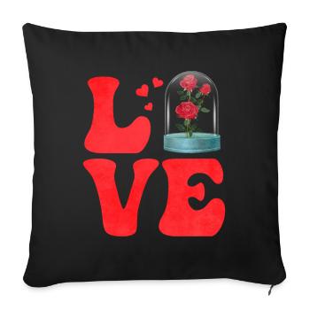 Botany Botanical Plants Roses - Sofa pillowcase 17,3'' x 17,3'' (45 x 45 cm) - black - Front