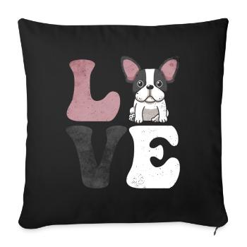 Boston Terrier Dog - Sofa pillowcase 17,3'' x 17,3'' (45 x 45 cm) - black - Front