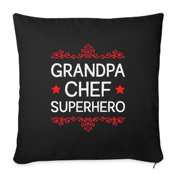 Grand-père Super-héros - Housse de coussin décorative 45 x 45 cm - noir - Devant
