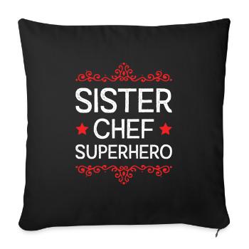 Sœur Super-héroïne - Housse de coussin décorative 45 x 45 cm - noir - Devant