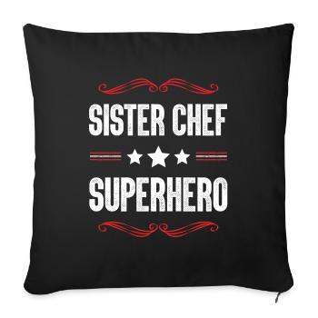 Sœur Super-héroïne - Housse de coussin décorative 45 x 45 cm - noir - Devant