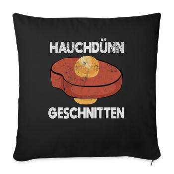 Leberkäse Hauchdünn Geschnitten Bayrisches Essen - Sofakissenbezug 45 x 45 cm - Schwarz - Vorne