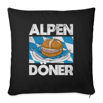 Bayrischer Alpen Döner Leberkas Leberkäse Brotzeit - Sofakissenbezug 45 x 45 cm - Schwarz - Vorne