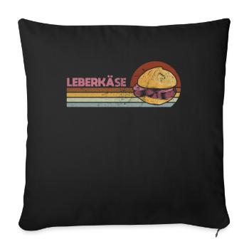 Leberkäse Design Im Retro Style Mit Fleischkäse - Sofakissenbezug 45 x 45 cm - Schwarz - Vorne