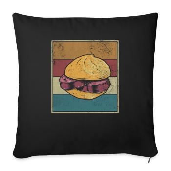 Vintage Leberkäsweckle Retro Fleischkässemmel - Sofa pillowcase 17,3'' x 17,3'' (45 x 45 cm) - black - Front