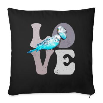 Budgie Budgie Parrot - Sofa pillowcase 17,3'' x 17,3'' (45 x 45 cm) - black - Front