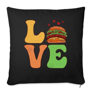 Burger Hamburger - Housse de coussin décorative 45 x 45 cm - noir - Devant