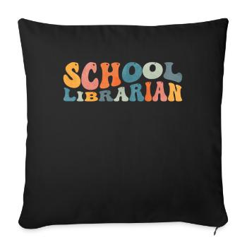 Groovy School Librarian Reading Bookworm - Sofa pillowcase 17,3'' x 17,3'' (45 x 45 cm) - black - Front
