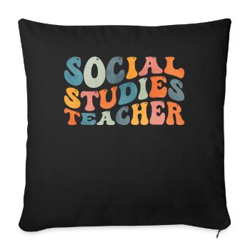 Groovy Social Studies Teacher History Lesson - Sofa pillowcase 17,3'' x 17,3'' (45 x 45 cm) - black - Front