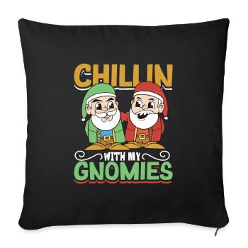 Chilling avec mes gnomies - nain de jardin - Housse de coussin décorative 45 x 45 cm - noir - Devant