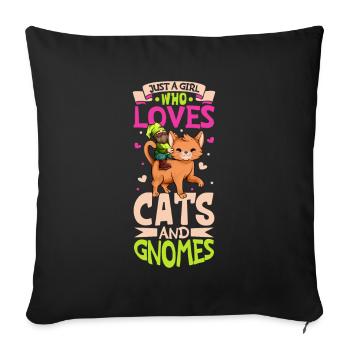 Just a girl who love cats and gnomes - Sofakissenbezug 45 x 45 cm - Schwarz - Vorne