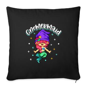 Gnome Mermaid - Garden Gnome - Sofa pillowcase 17,3'' x 17,3'' (45 x 45 cm) - black - Front