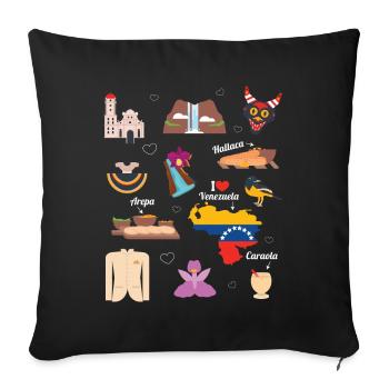 Venezuela Amérique du Sud Voyage Pays Sac à dos de voyage - Housse de coussin décorative 45 x 45 cm - noir - Devant