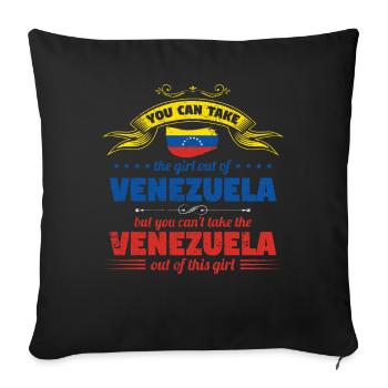 Venezuela Woman Funny Venezuelan Gift - Sofa pillowcase 17,3'' x 17,3'' (45 x 45 cm) - black - Front