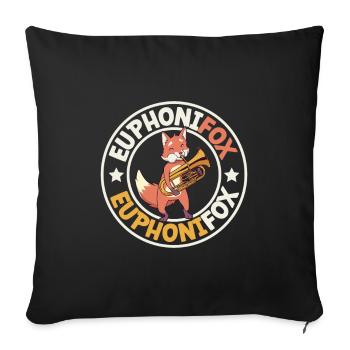 Euphonifox - Fuchs mit Euphonium - Sofakissenbezug 45 x 45 cm - Schwarz - Vorne