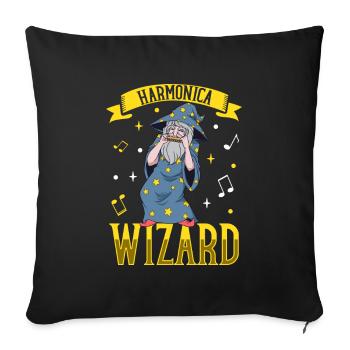 Harmonica Wizard - Mundharmonika - Sofakissenbezug 45 x 45 cm - Schwarz - Vorne