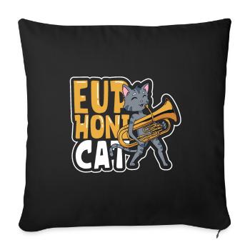Euphonicat - Katze mit Euphonium - Sofakissenbezug 45 x 45 cm - Schwarz - Vorne