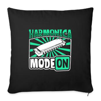 Harmonika Modus An - Mundharmonika - Sofakissenbezug 45 x 45 cm - Schwarz - Vorne