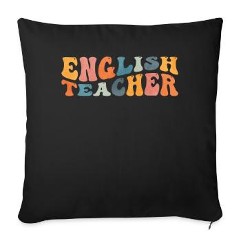 Groovy English Teacher Grammar Literature - Housse de coussin décorative 45 x 45 cm - noir - Devant
