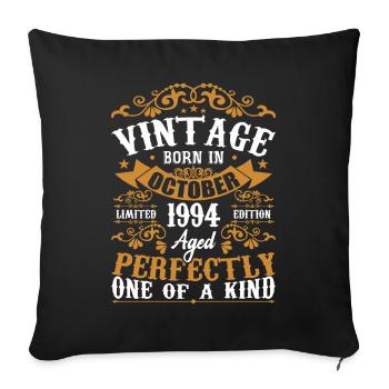 October 1994 Birthday Gift 1994 October - Sofa pillowcase 17,3'' x 17,3'' (45 x 45 cm) - black - Front