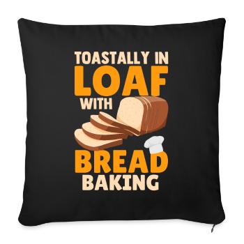 Drôle de pain grillé dans le pain avec pain cuisant le boulanger - Housse de coussin décorative 45 x 45 cm - noir - Devant