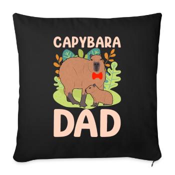 Lustiges Capybara Papa Papa - Sofakissenbezug 45 x 45 cm - Schwarz - Vorne