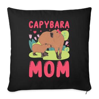 Funny Capybara Mama Mami - Sofa pillowcase 17,3'' x 17,3'' (45 x 45 cm) - black - Front