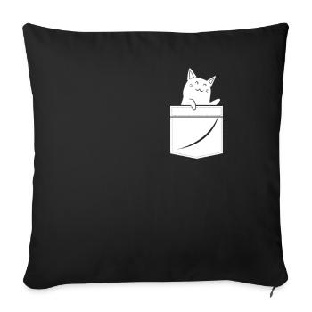 Cat Breast Pocket - Sofa pillowcase 17,3'' x 17,3'' (45 x 45 cm) - black - Front